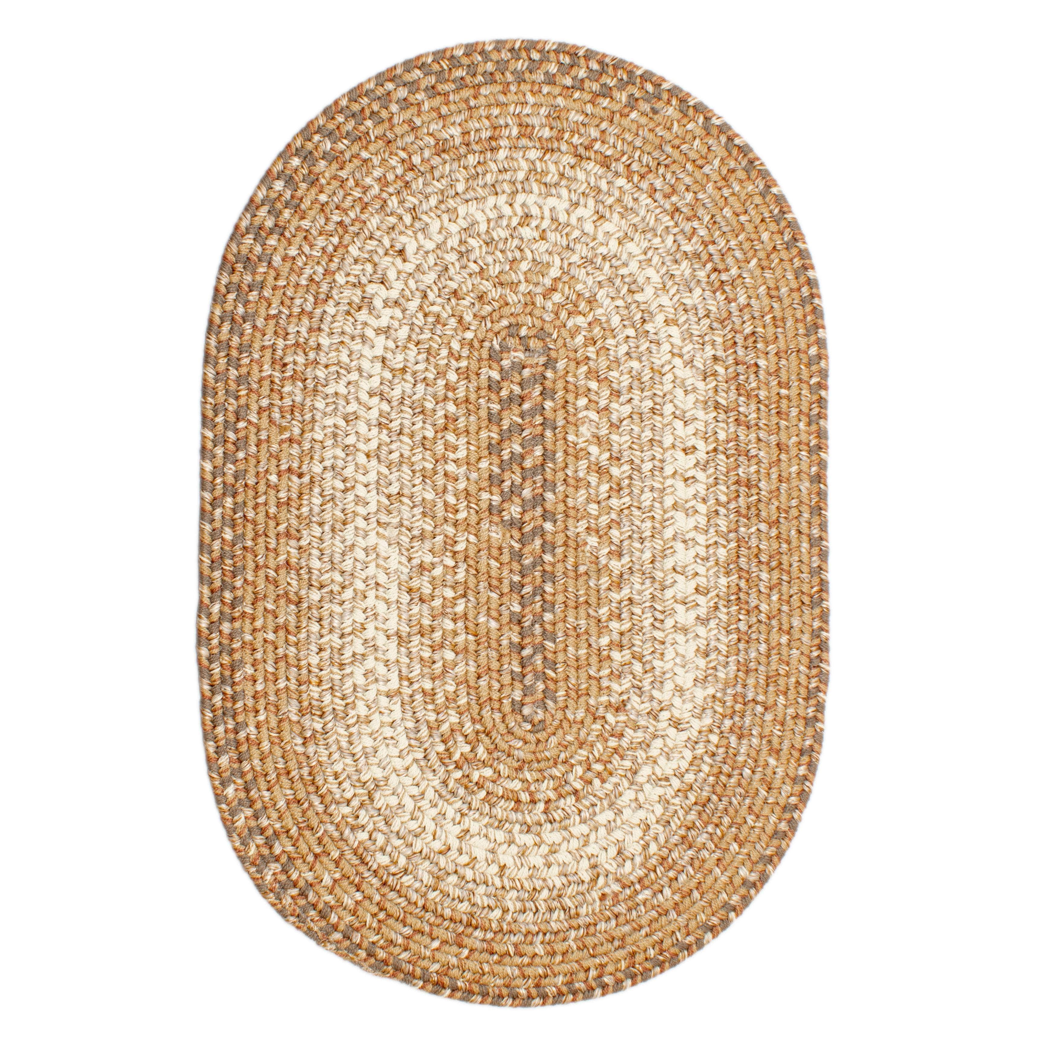 Taupe/Neutral Braided Rug for Farmhouse Kitchens, Living Rooms & Interior Spaces - Made in USA - Premium Quality