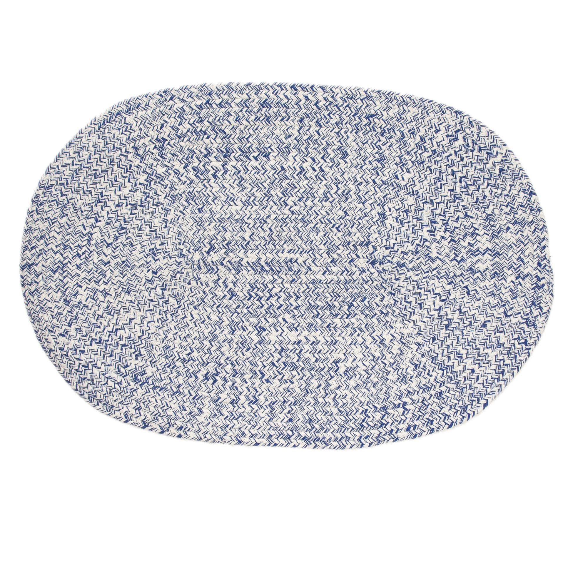 Blue & White Braided Rug Farmhouse Clearance #shape_Oval