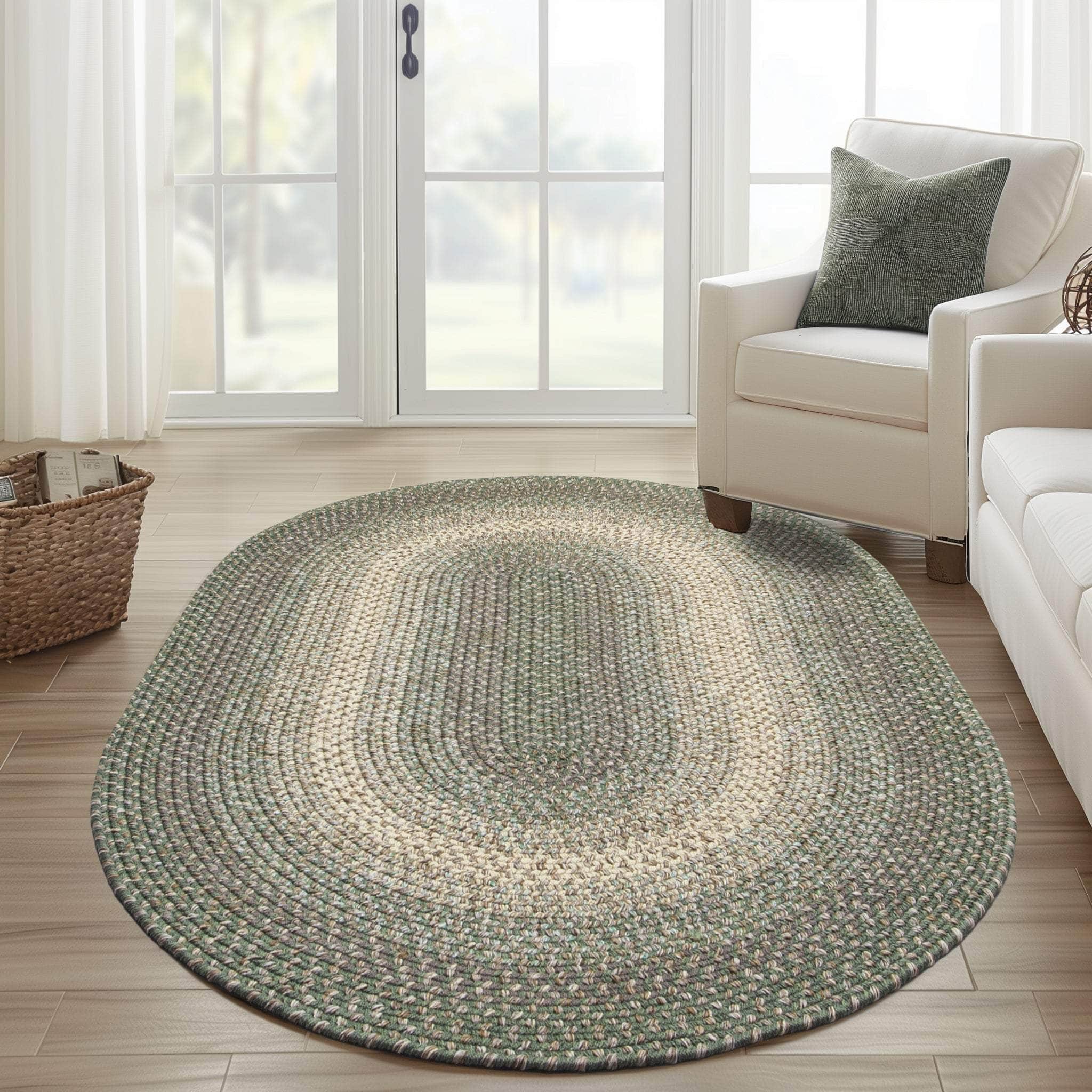 Ridgewood Forest Green Braided Rug – Made in the USA