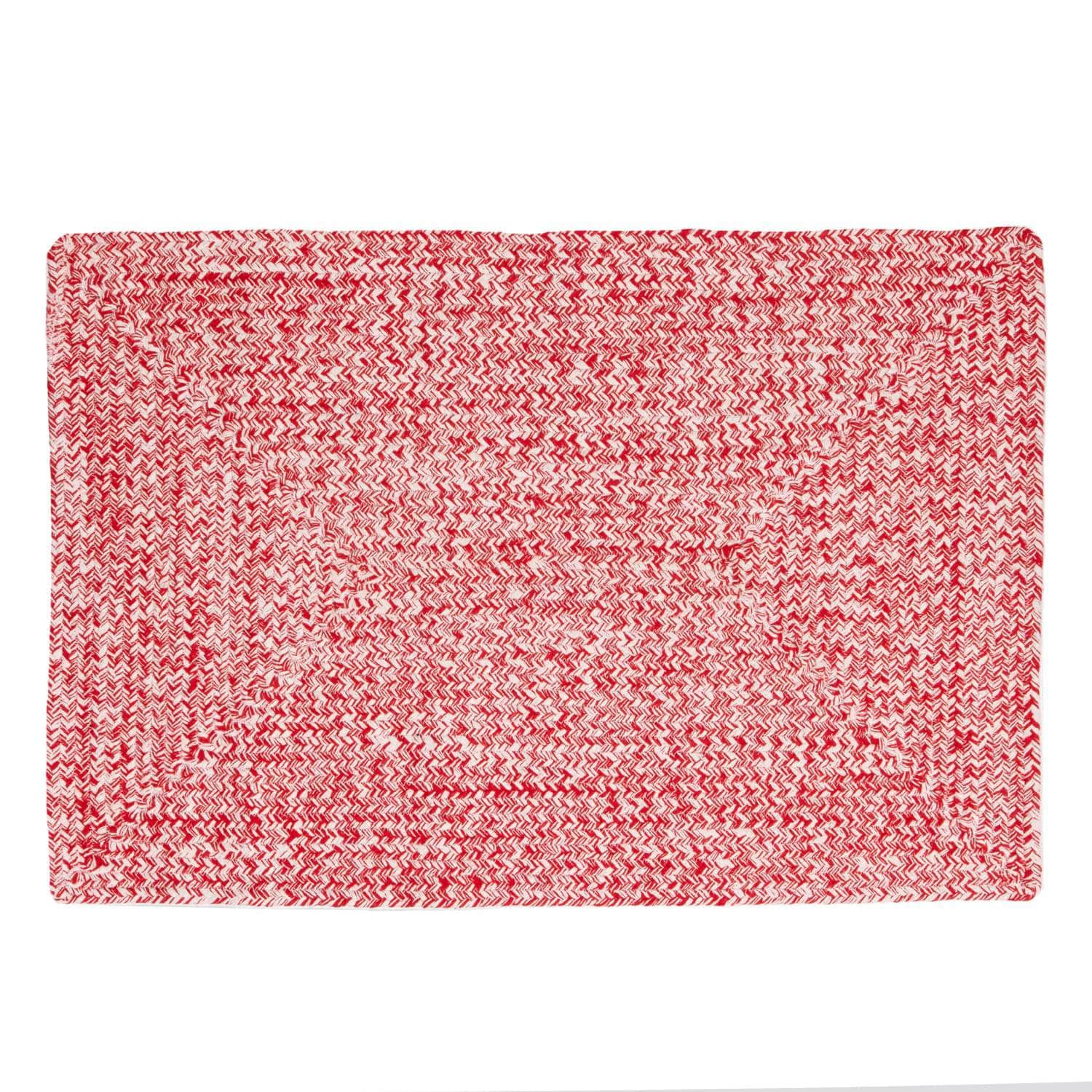 Red & White Braided Rug Farmhouse Clearance #shape_Rectangle