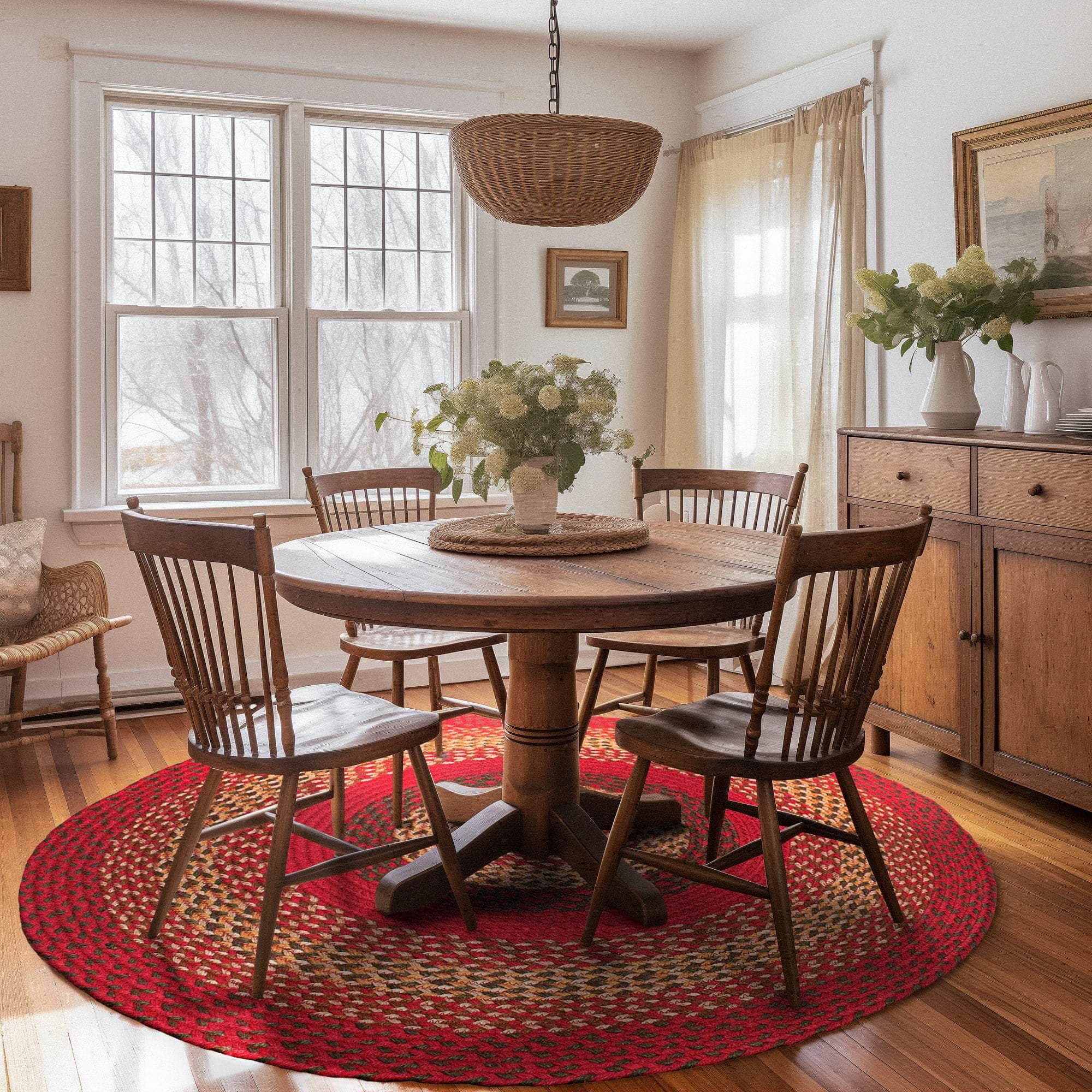 Red Rustic Farmhouse Jute Rug