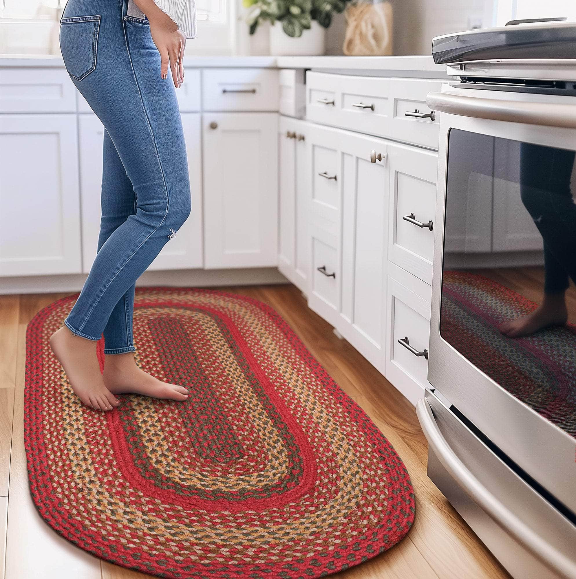 Red Rustic Farmhouse Jute Rug