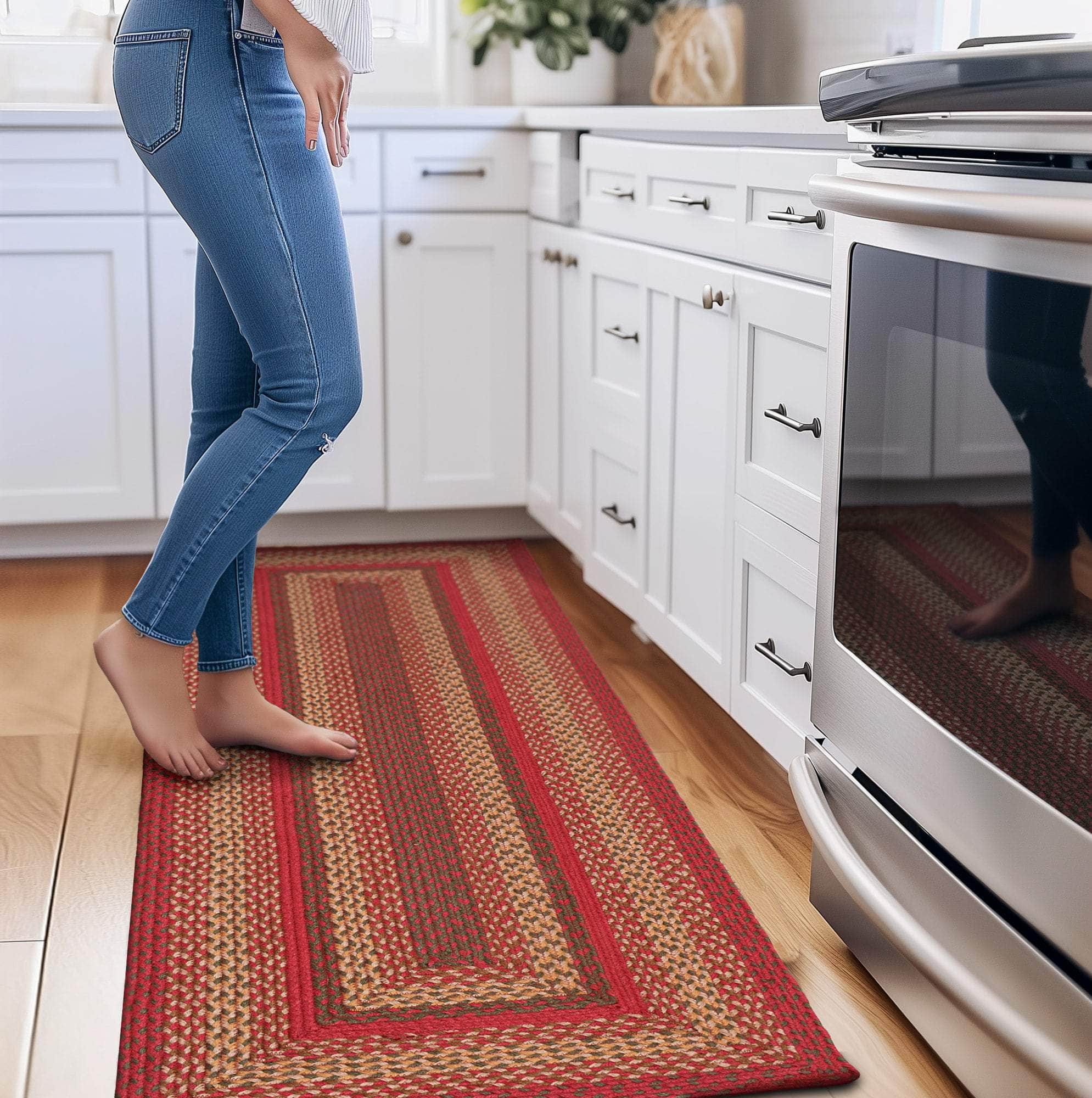 Red Rustic Farmhouse Jute Rug