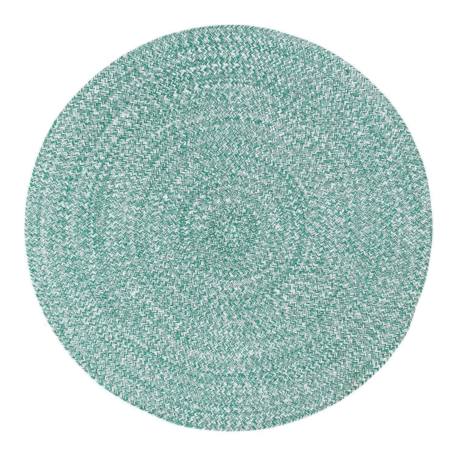 Green & White Braided Rug Farmhouse Clearance #shape_Round