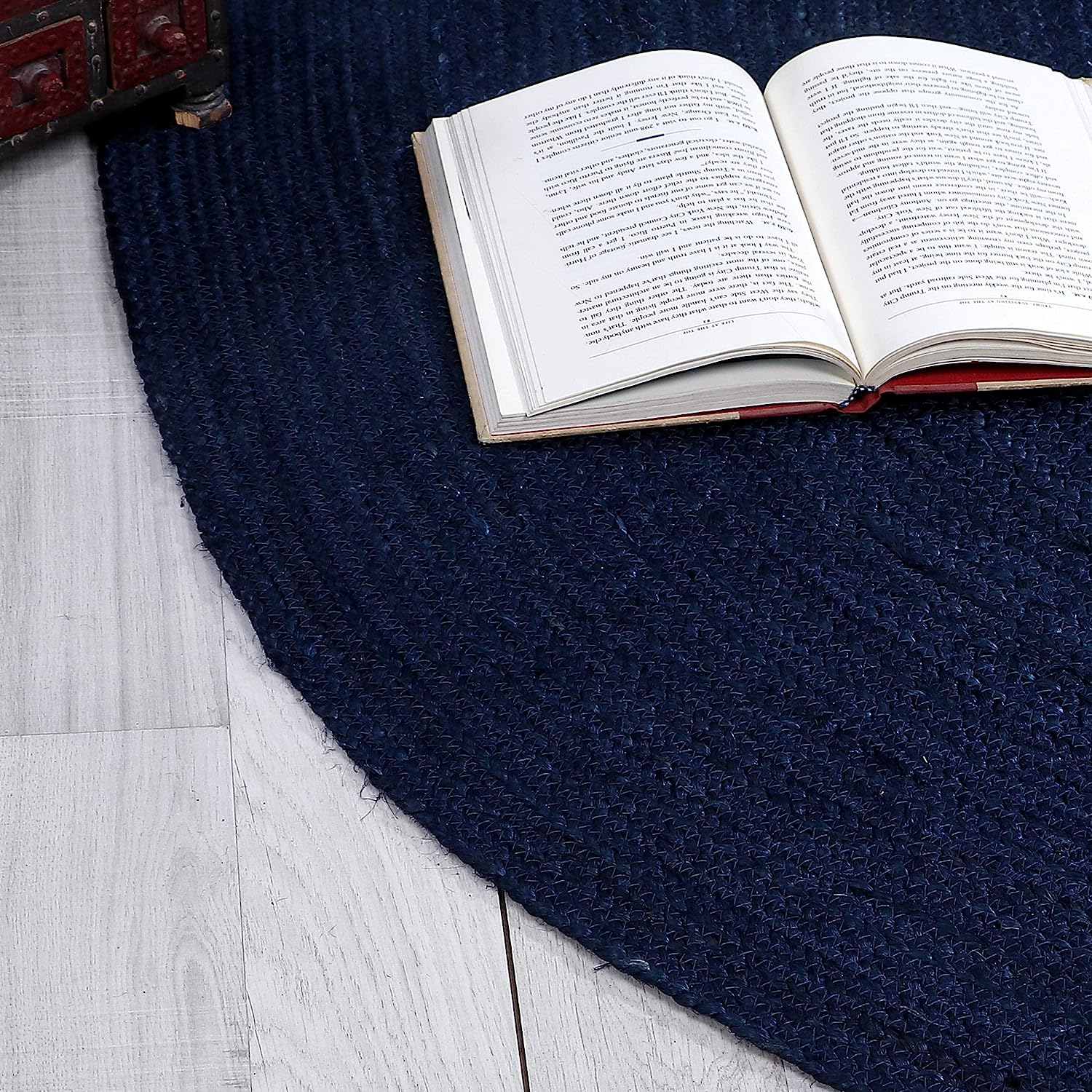 Eco-Friendly Navy Jute Braided Area Rug in Navy #color_navy