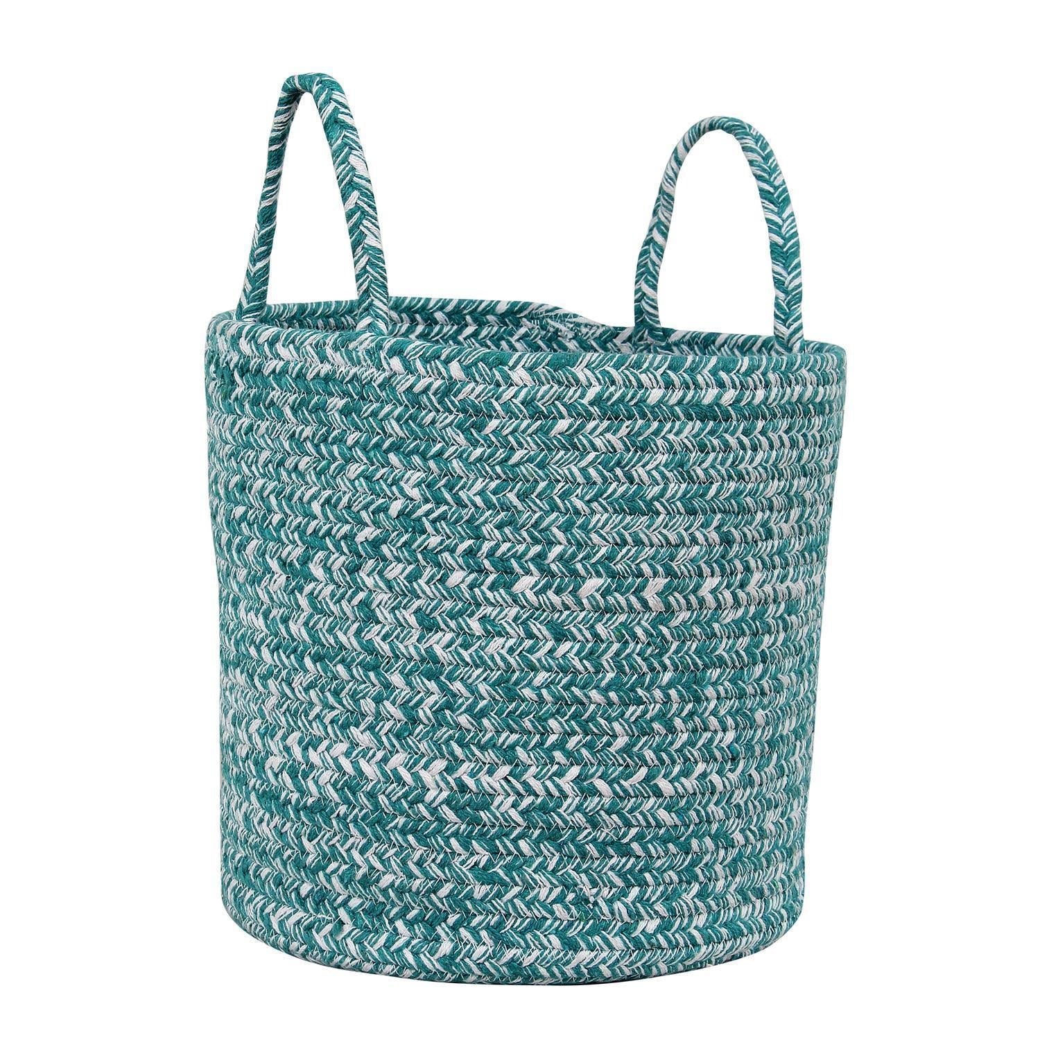 Farmhouse Cotton Braided Storage Basket Set (8-inch, 10-inch, 12-inch) #color_green