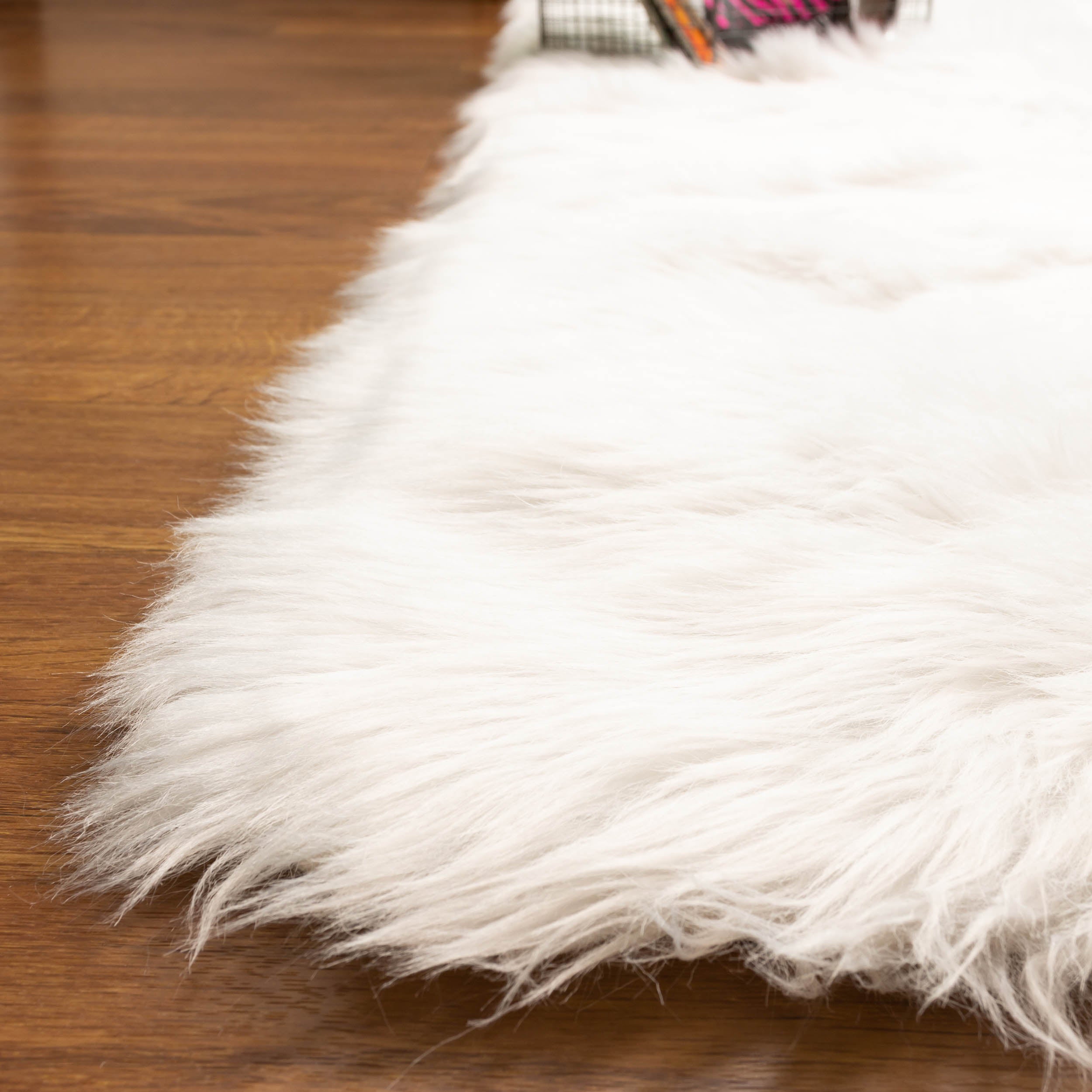 White Faux Sheepskin Shag Rug for Bedrooms #color_white