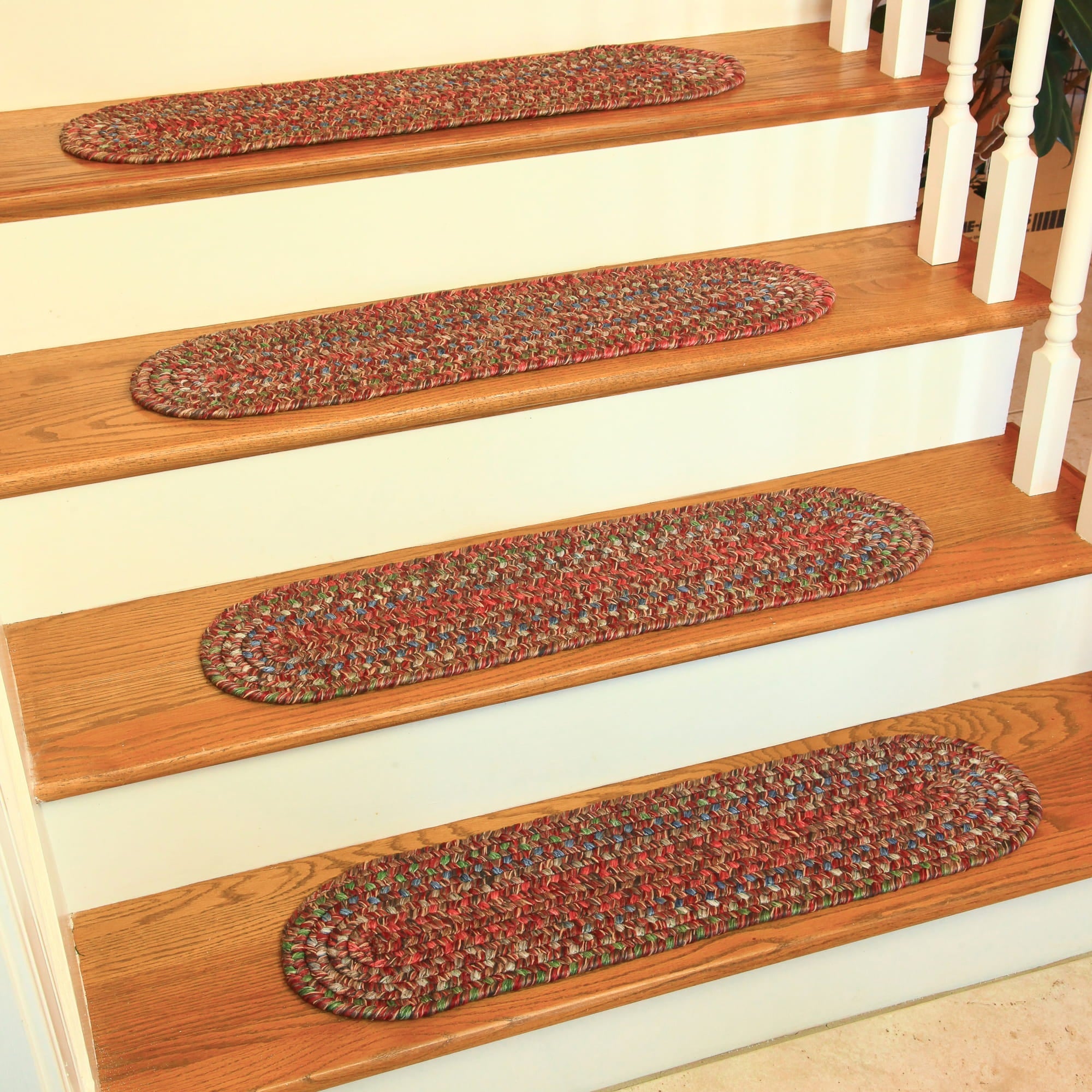 Sophia Braided Stair Treads #color_burgundy
