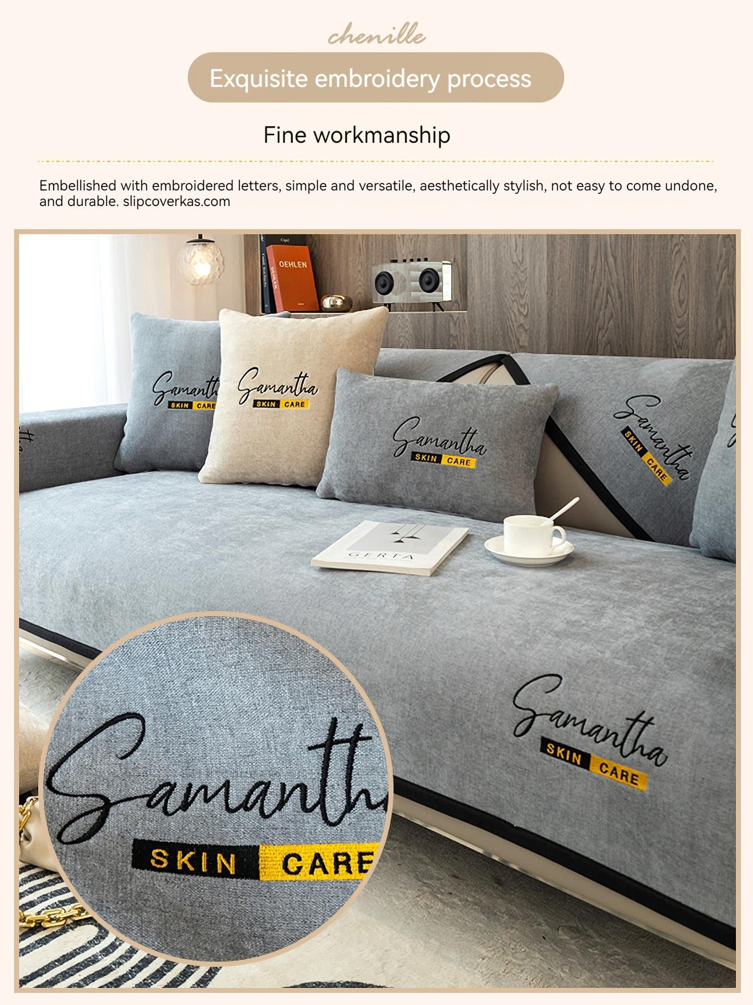 Non-Slip Cat Scratch Furniture Cover for Leather Sofas, Chenille Sofa Towels Covers II