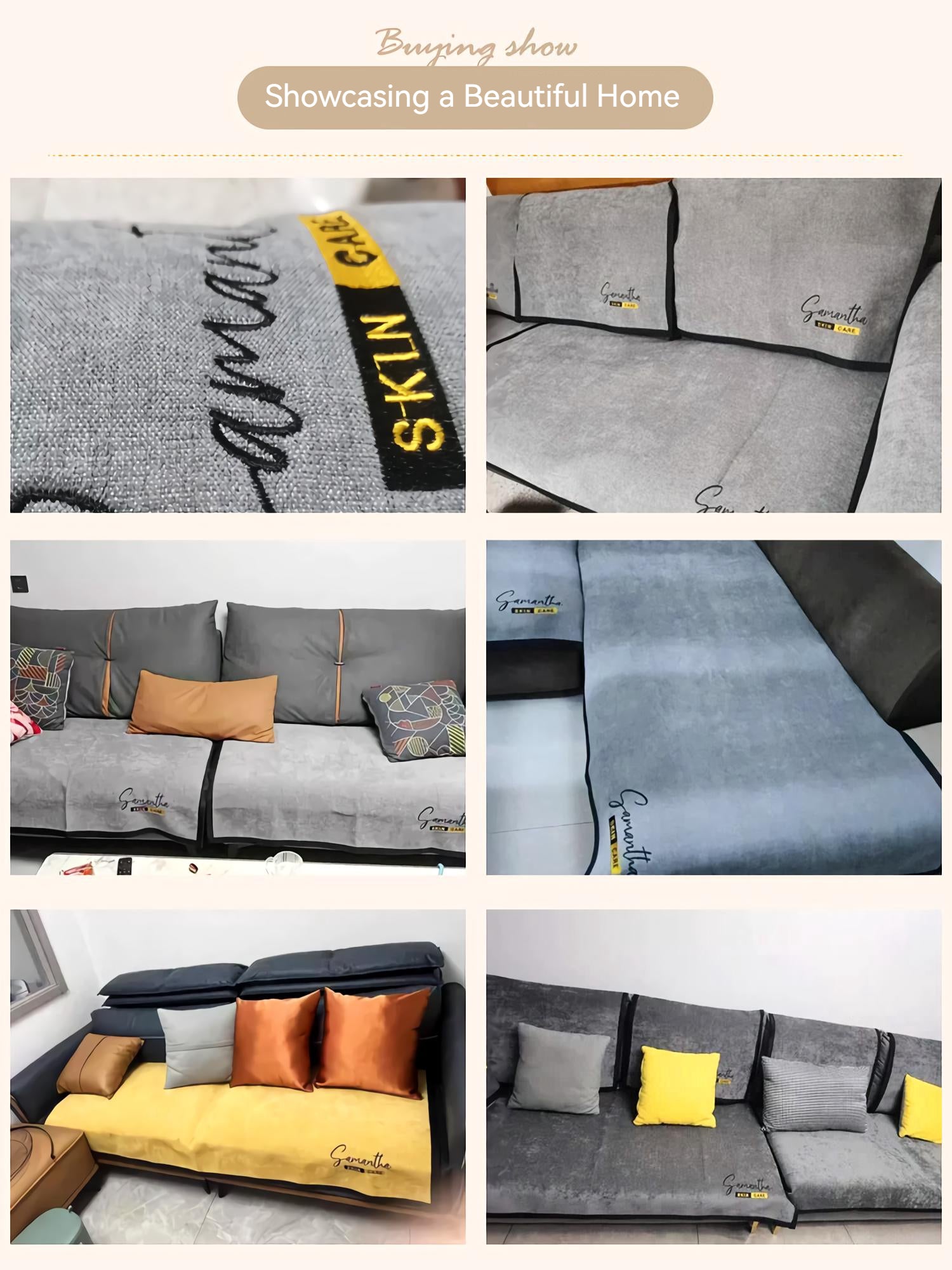 Non-Slip Cat Scratch Furniture Cover for Leather Sofas, Chenille Sofa Towels Covers II