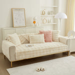 Soft Thick Faux Fur Sofa Cover Stripe Fluffy Fuzzy Non-Slip Washable Couch Covers