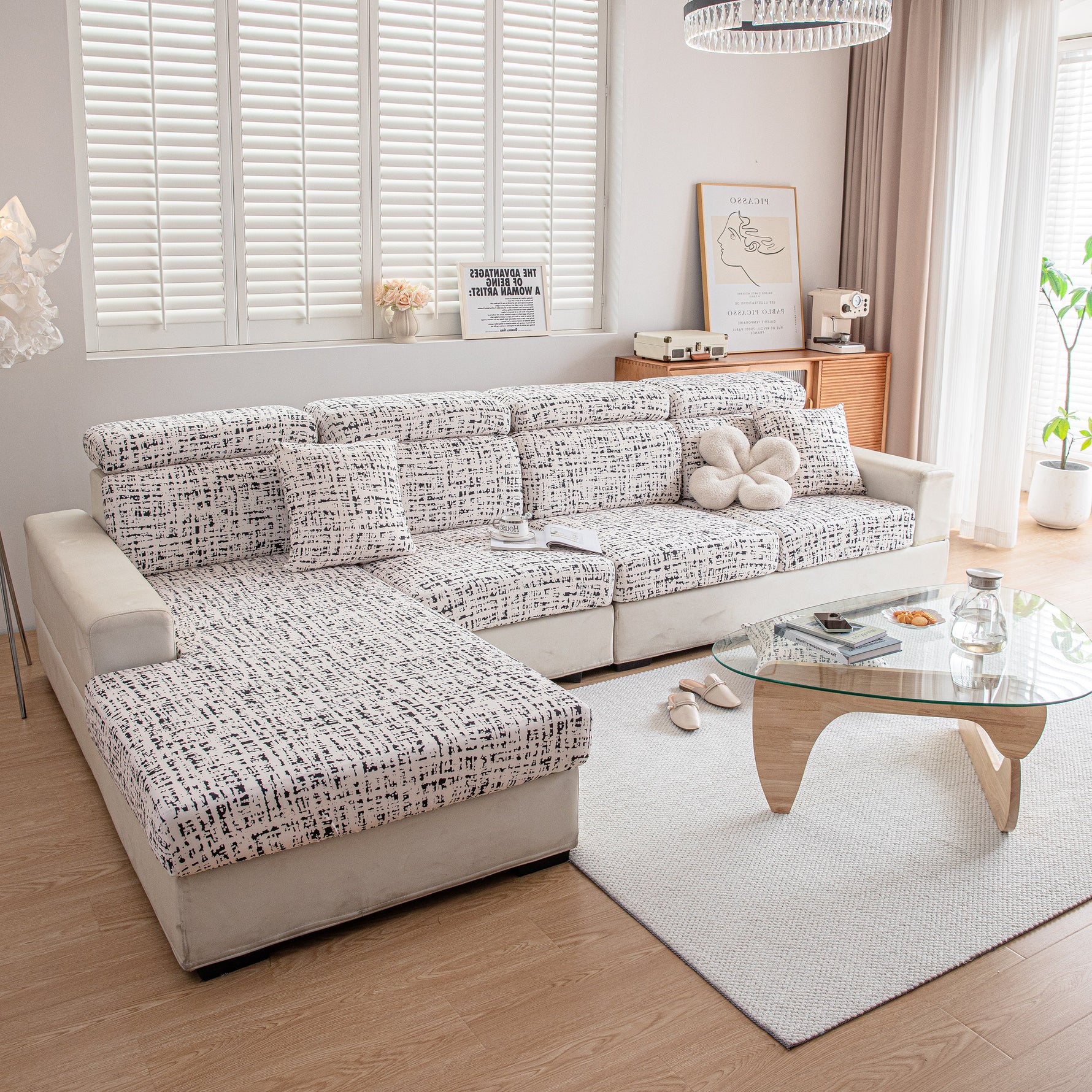 Stretch Individual Cushion Slipcovers, Furniture Protector with Elastic Bottom, Couch Cover Replacement