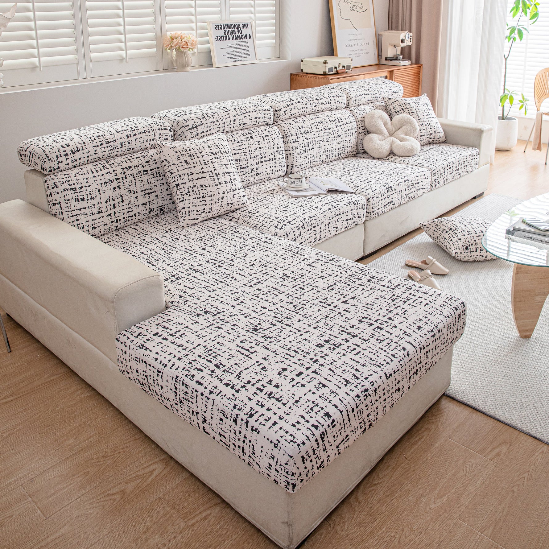 Stretch Individual Cushion Slipcovers, Furniture Protector with Elastic Bottom, Couch Cover Replacement