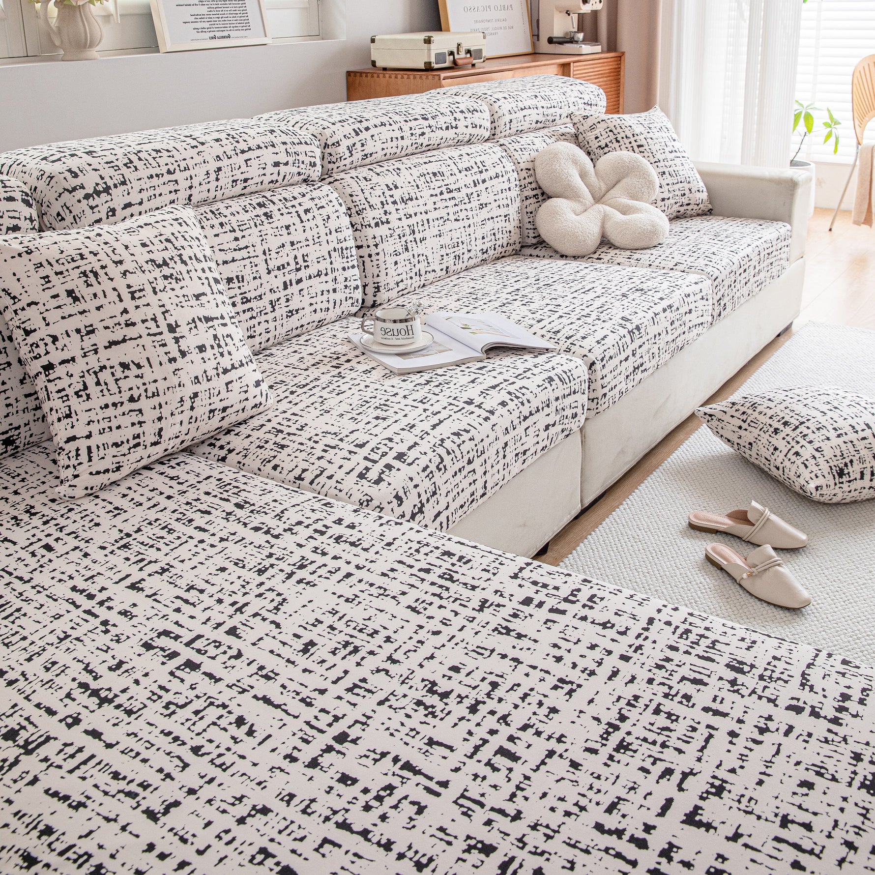 Stretch Individual Cushion Slipcovers, Furniture Protector with Elastic Bottom, Couch Cover Replacement