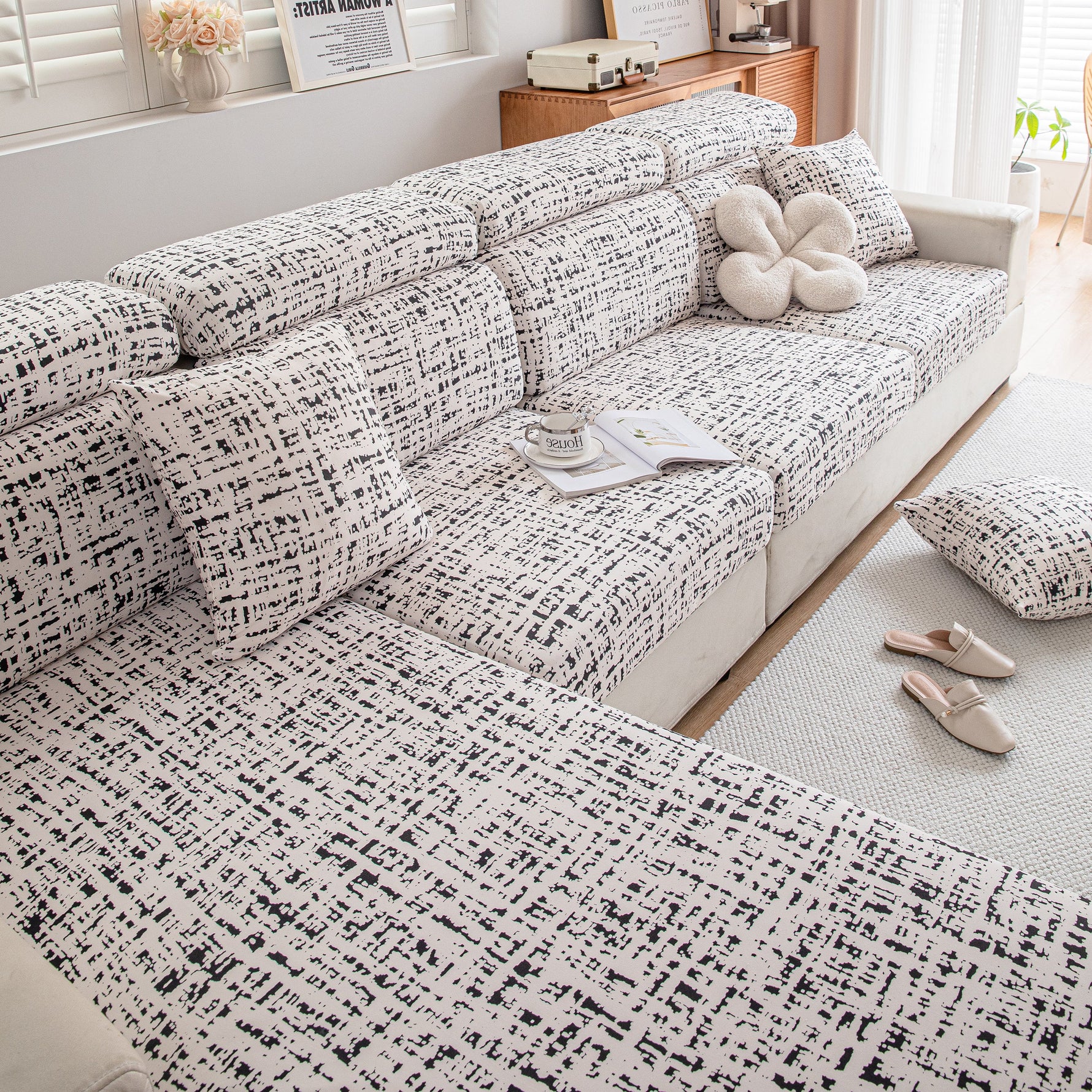 Stretch Individual Cushion Slipcovers, Furniture Protector with Elastic Bottom, Couch Cover Replacement