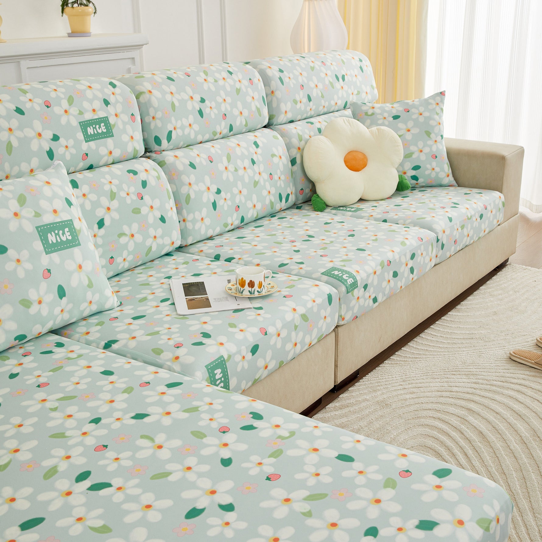 Stretch Individual Cushion Slipcovers, Furniture Protector with Elastic Bottom, Couch Cover Replacement