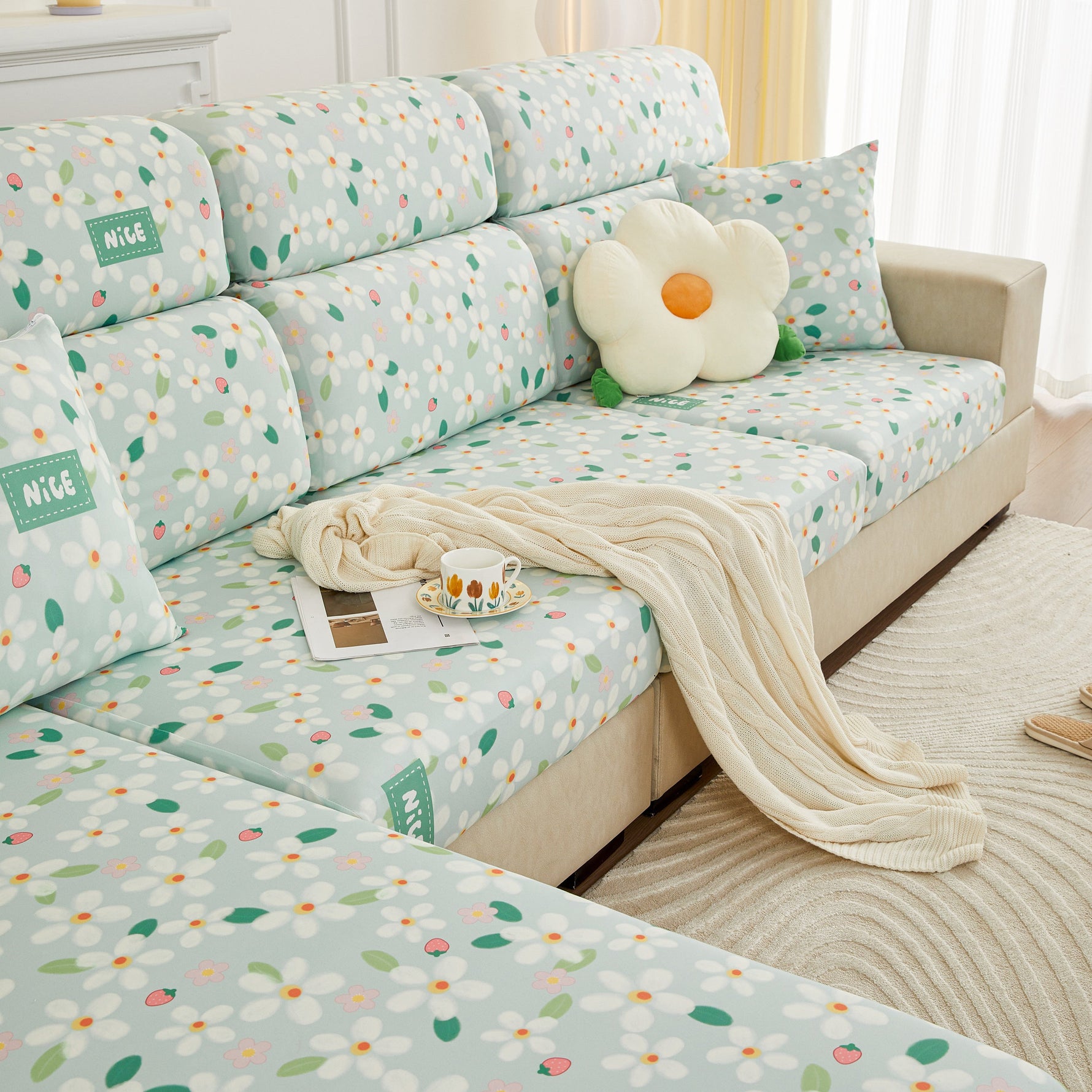 Stretch Individual Cushion Slipcovers, Furniture Protector with Elastic Bottom, Couch Cover Replacement