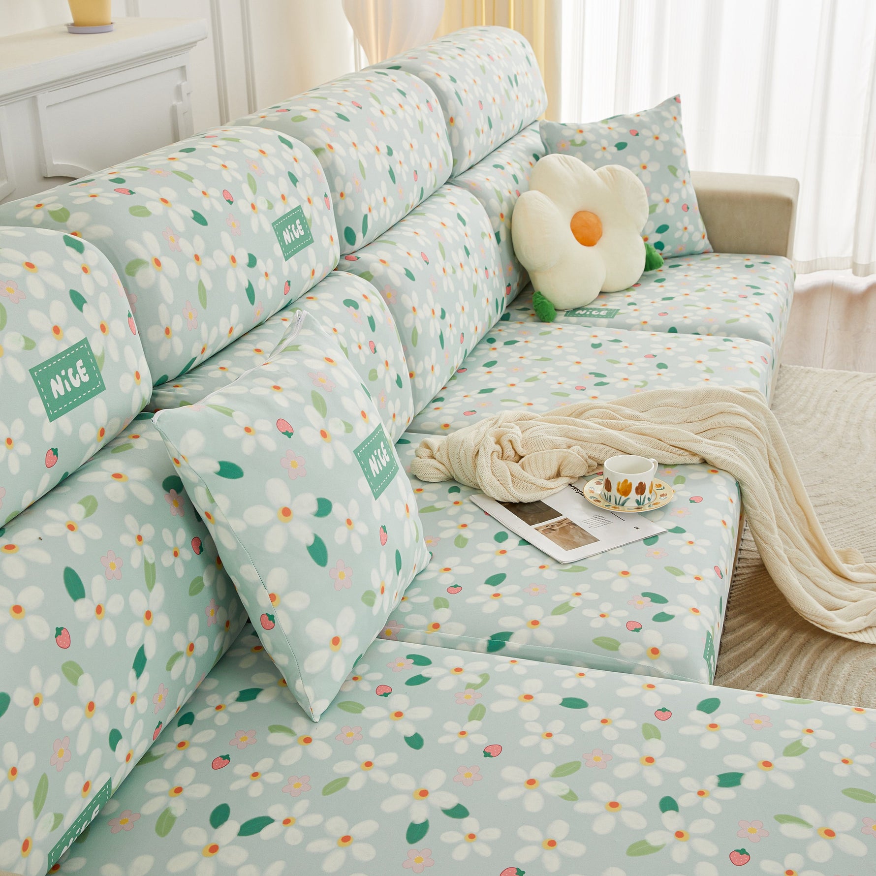 Stretch Individual Cushion Slipcovers, Furniture Protector with Elastic Bottom, Couch Cover Replacement