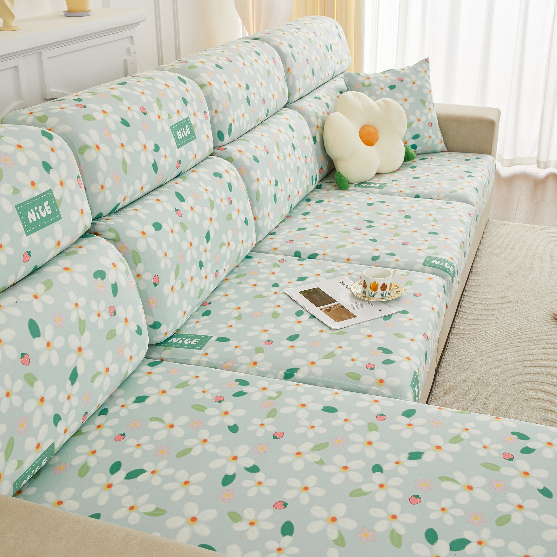 Stretch Individual Cushion Slipcovers, Furniture Protector with Elastic Bottom, Couch Cover Replacement