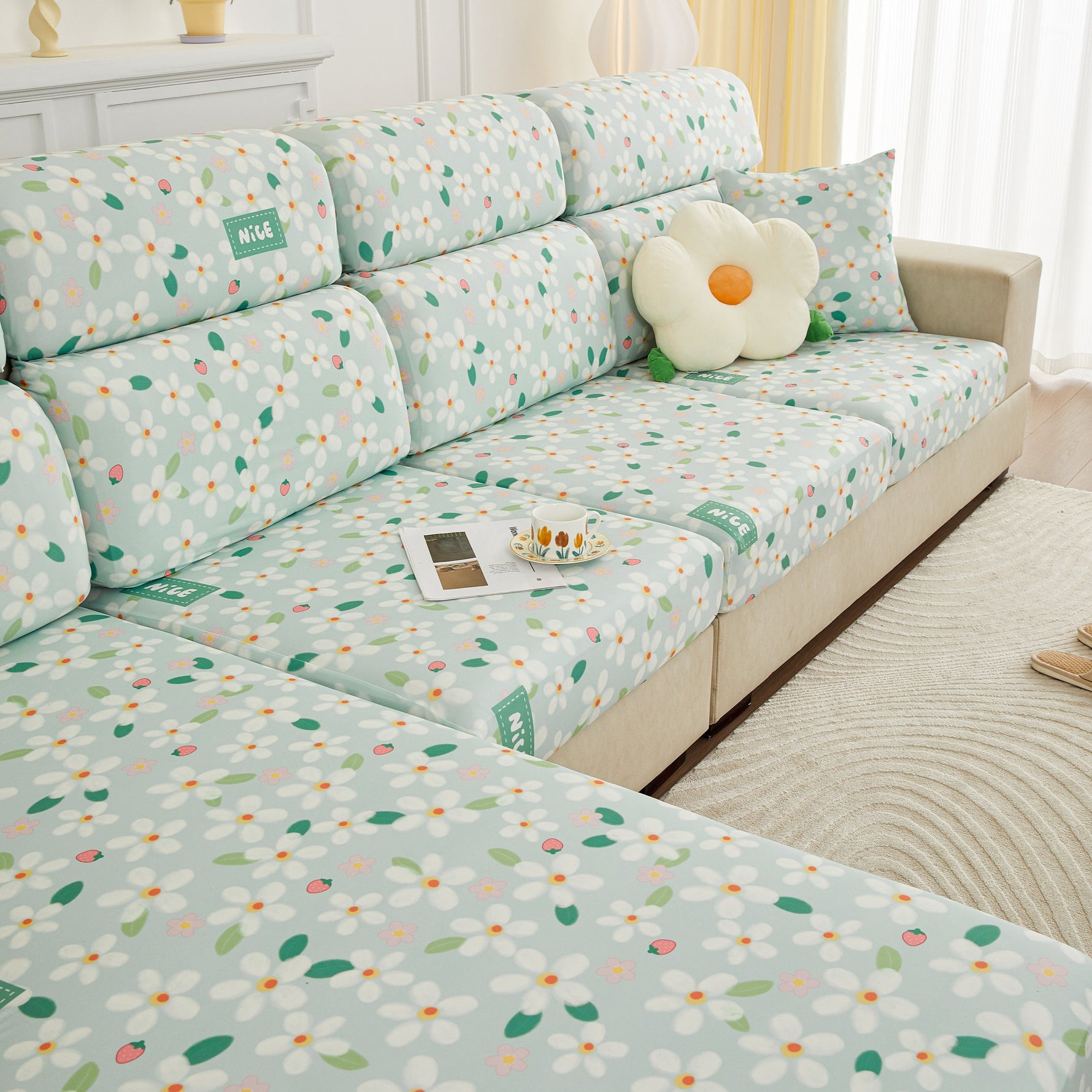 Stretch Individual Cushion Slipcovers, Furniture Protector with Elastic Bottom, Couch Cover Replacement