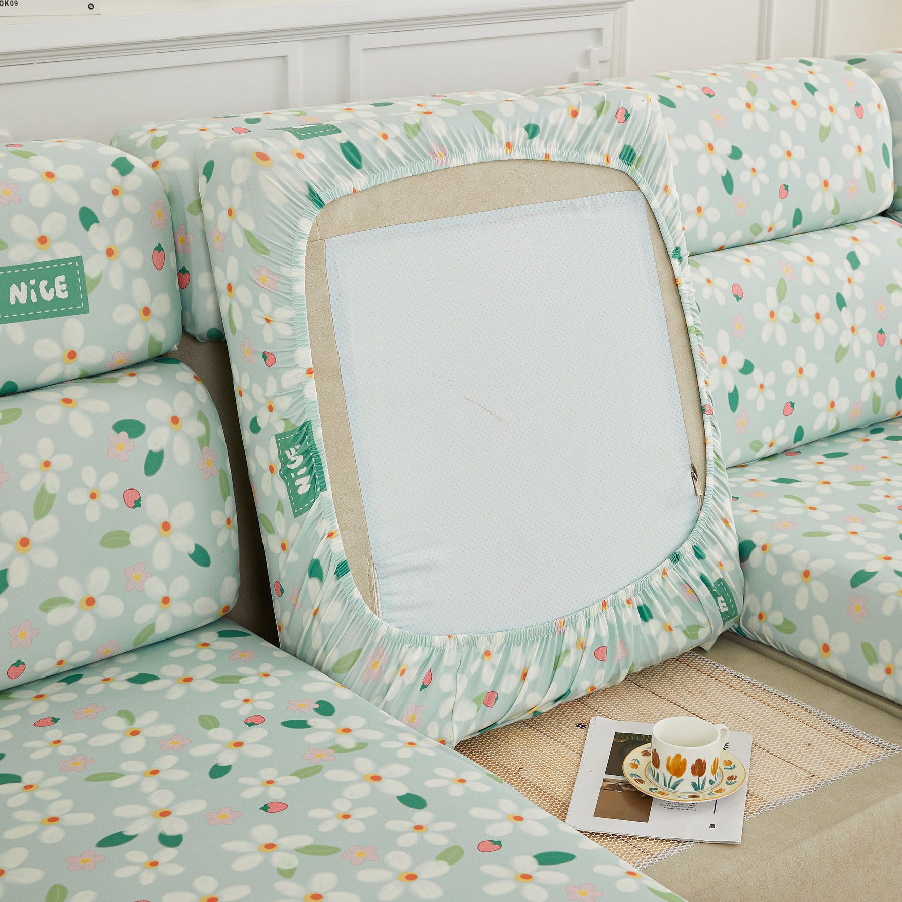 Stretch Individual Cushion Slipcovers, Furniture Protector with Elastic Bottom, Couch Cover Replacement