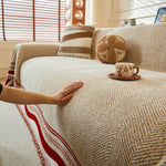 Reversible Herringbone Sofa Cover, 2-in-1 Classic British Throw Blanket for Couch