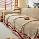 Reversible Herringbone Sofa Cover, 2-in-1 Classic British Throw Blanket for Couch