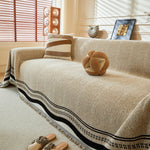 Reversible Herringbone Sofa Cover, 2-in-1 Classic British Throw Blanket for Couch