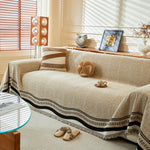 Reversible Herringbone Sofa Cover, 2-in-1 Classic British Throw Blanket for Couch