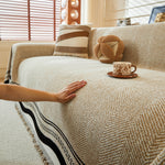 Reversible Herringbone Sofa Cover, 2-in-1 Classic British Throw Blanket for Couch