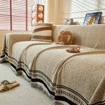 Reversible Herringbone Sofa Cover, 2-in-1 Classic British Throw Blanket for Couch