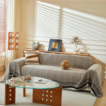 Reversible Herringbone Sofa Cover, 2-in-1 Classic British Throw Blanket for Couch