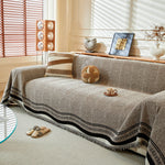 Reversible Herringbone Sofa Cover, 2-in-1 Classic British Throw Blanket for Couch