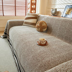 Reversible Herringbone Sofa Cover, 2-in-1 Classic British Throw Blanket for Couch