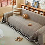 Reversible Herringbone Sofa Cover, 2-in-1 Classic British Throw Blanket for Couch