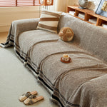 Reversible Herringbone Sofa Cover, 2-in-1 Classic British Throw Blanket for Couch