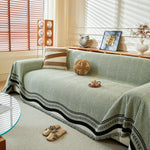 Reversible Herringbone Sofa Cover, 2-in-1 Classic British Throw Blanket for Couch