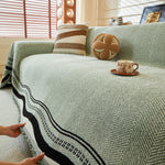 Reversible Herringbone Sofa Cover, 2-in-1 Classic British Throw Blanket for Couch
