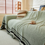 Reversible Herringbone Sofa Cover, 2-in-1 Classic British Throw Blanket for Couch