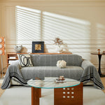 Reversible Herringbone Sofa Cover, 2-in-1 Classic British Throw Blanket for Couch