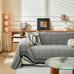 Reversible Herringbone Sofa Cover, 2-in-1 Classic British Throw Blanket for Couch