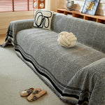 Reversible Herringbone Sofa Cover, 2-in-1 Classic British Throw Blanket for Couch