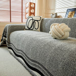 Reversible Herringbone Sofa Cover, 2-in-1 Classic British Throw Blanket for Couch