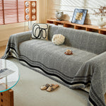 Reversible Herringbone Sofa Cover, 2-in-1 Classic British Throw Blanket for Couch