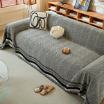 Reversible Herringbone Sofa Cover, 2-in-1 Classic British Throw Blanket for Couch