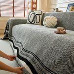 Reversible Herringbone Sofa Cover, 2-in-1 Classic British Throw Blanket for Couch