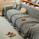 Reversible Herringbone Sofa Cover, 2-in-1 Classic British Throw Blanket for Couch