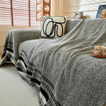 Reversible Herringbone Sofa Cover, 2-in-1 Classic British Throw Blanket for Couch