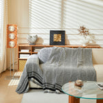 Reversible Herringbone Sofa Cover, 2-in-1 Classic British Throw Blanket for Couch