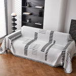 Reversible Chenille Couch Cover Blanket with Tassel Large Boho Futon Cover L Shaped Sectional Cover